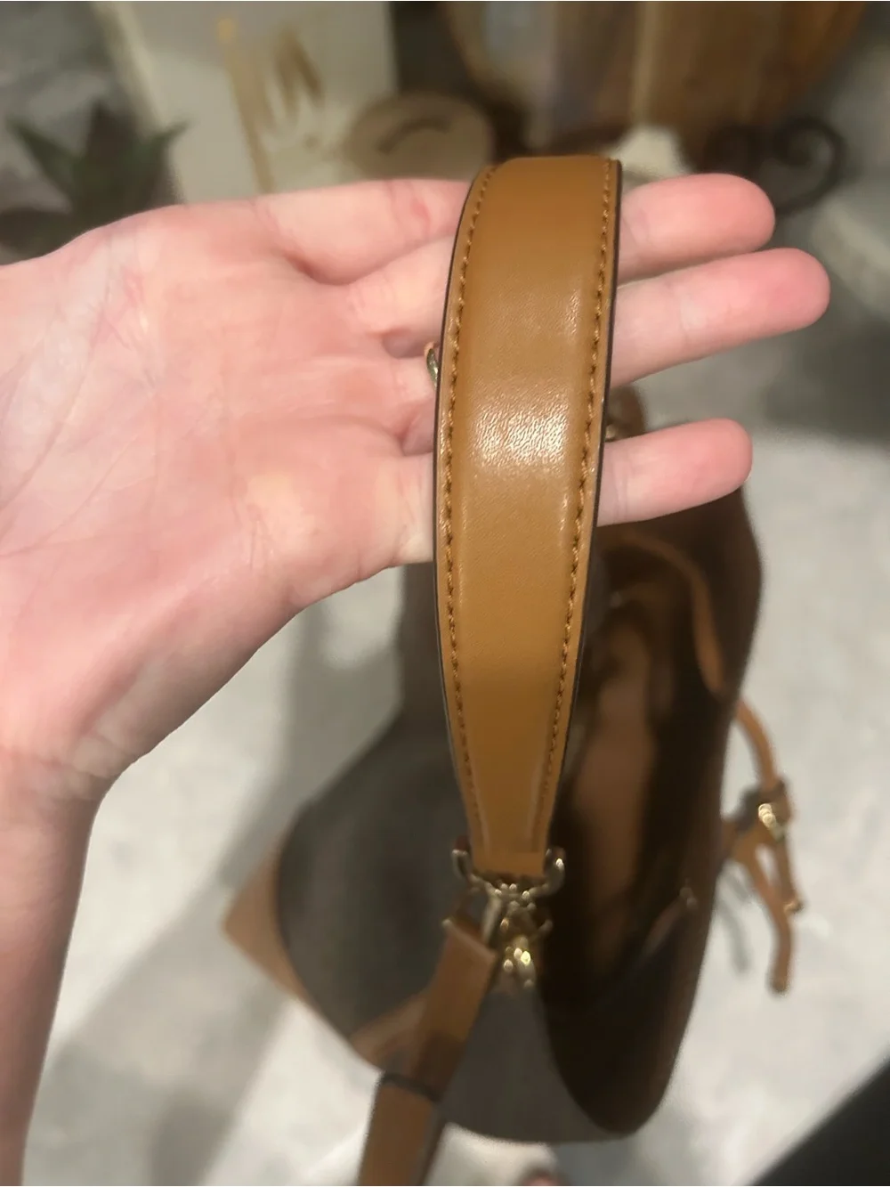 Michael Kors Signature Logo Bucket Bag Brown Cognac Crossbody Quiet Luxury